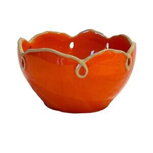 Studio B by Magenta Orange w/ Cream Trim Ceramic Bowl Pier 1 Y2K Decor Kitchen